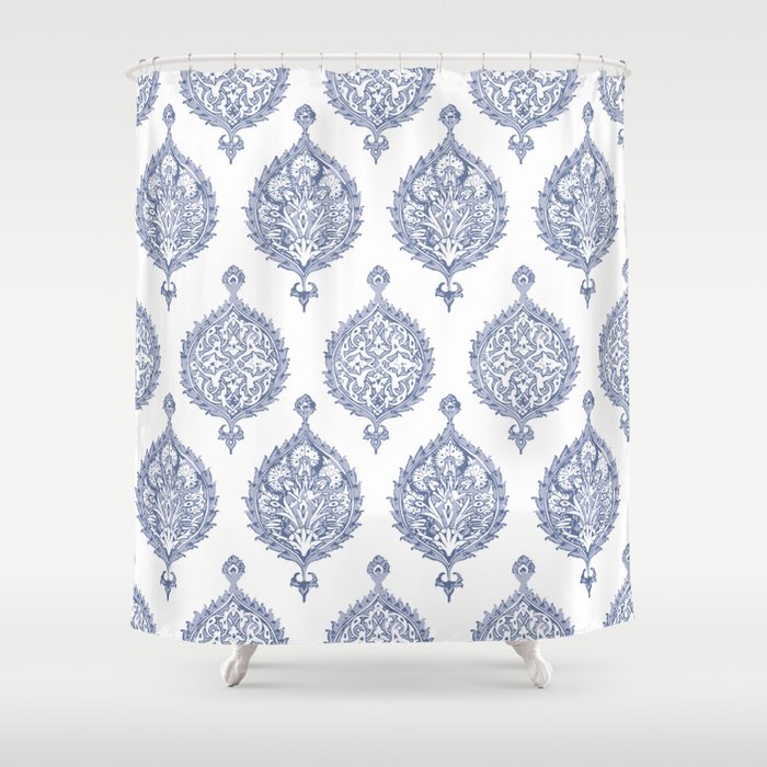 Endana Medallion Print In Periwinkle Shower Curtain By