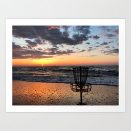 Disc Golf Basket Virginia Beach Atlantic Sunset Frisbee Chesapeake Bay Camping Art Print