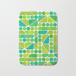 Tiny Tiles of Blue & Green Bath Mat | Dots, Bright, Green, Ocean, Garden, Geometric, Salad, Graphicdesign, Tiles, Blue 