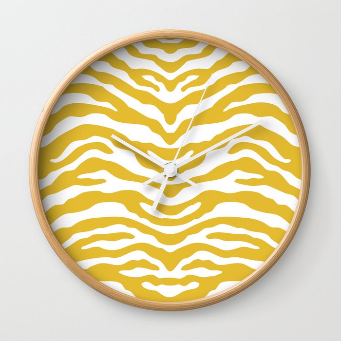 Zebra Wild Animal Print Mustard Yellow Wall Clock