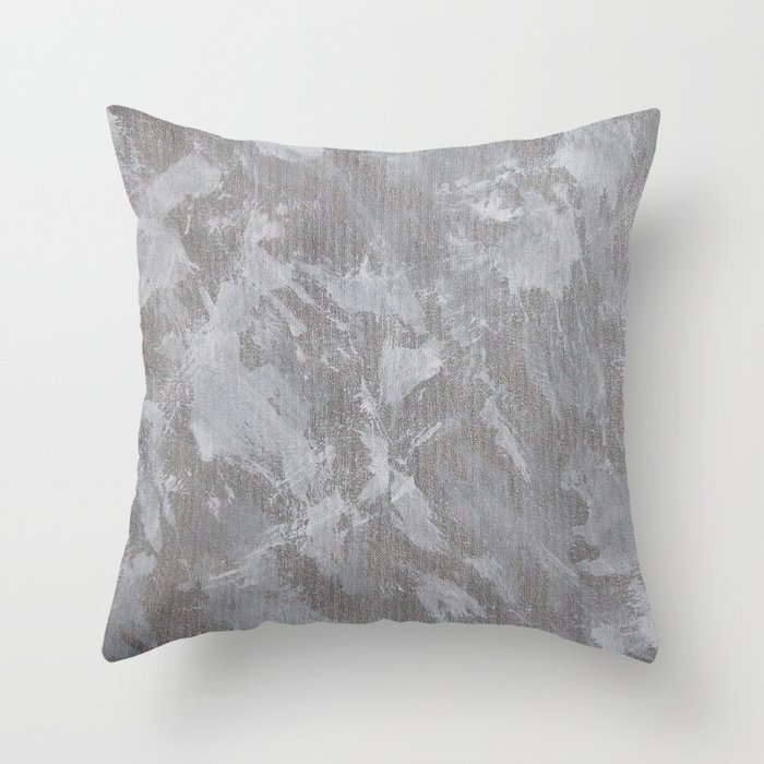 White Ink on Silver Background Throw Pillow