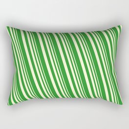 [ Thumbnail: Light Yellow and Forest Green Colored Lines/Stripes Pattern Rectangular Pillow ]