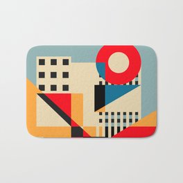 Dream Geometric City Bath Mat | Architectual, City, Sweethome, Colorful, Geometricshapes, Abstractmodern, Cityscape, Citymap, Jendu, Happy 