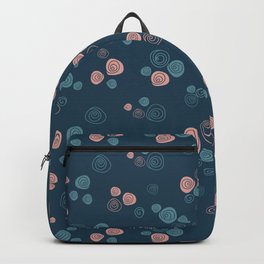 Pastel blue and pink roses on midnight blue background Backpack