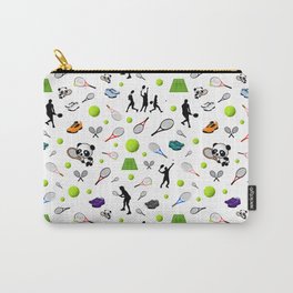 Anyone for tennis? Carry-All Pouch | Graphicdesign, Australian, Tennis, Fitness, Illustration, Pop Art, Black And White, Racquets, Pandas, Pattern 