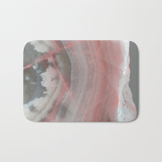 Grey Marble with Pink Bath Mat