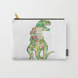 Gig dino trex reading book library Painting Wall Poster Watercolor Carry-All Pouch