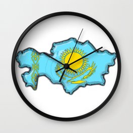 Kazakhstan Map with Kazakh Flag Wall Clock