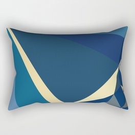 Blue Gold Abstract Low Poly Geometric Nature Art  Rectangular Pillow