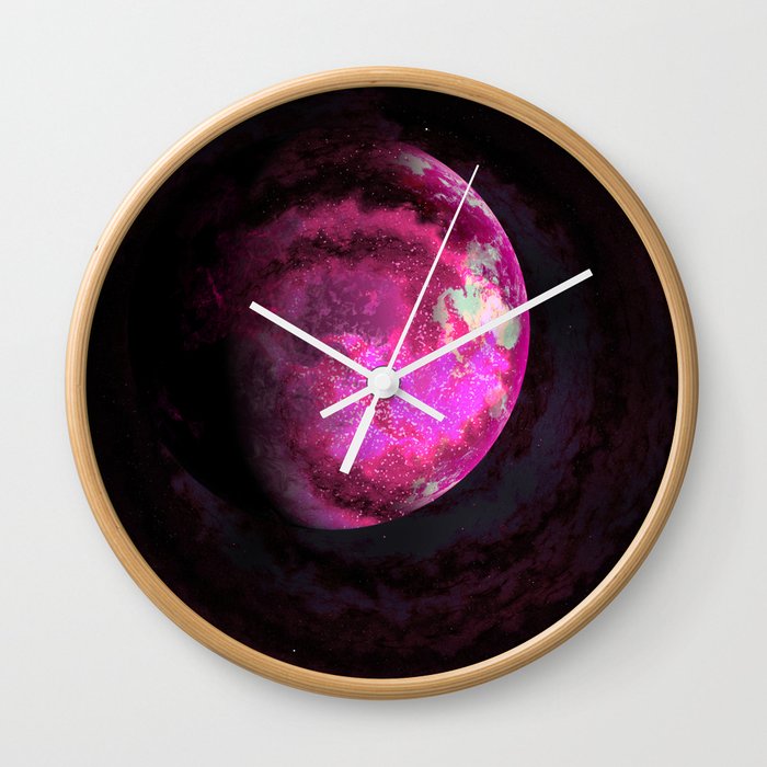 Pink Planet Wall Clock