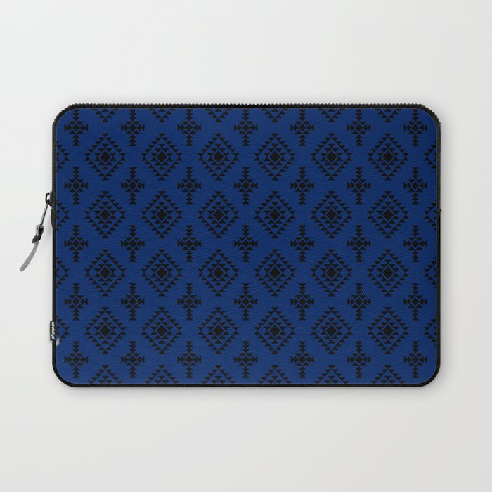 Blue and Black Native American Tribal Pattern Laptop Sleeve