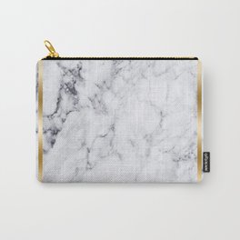 White Marble Gold Frame Carry-All Pouch