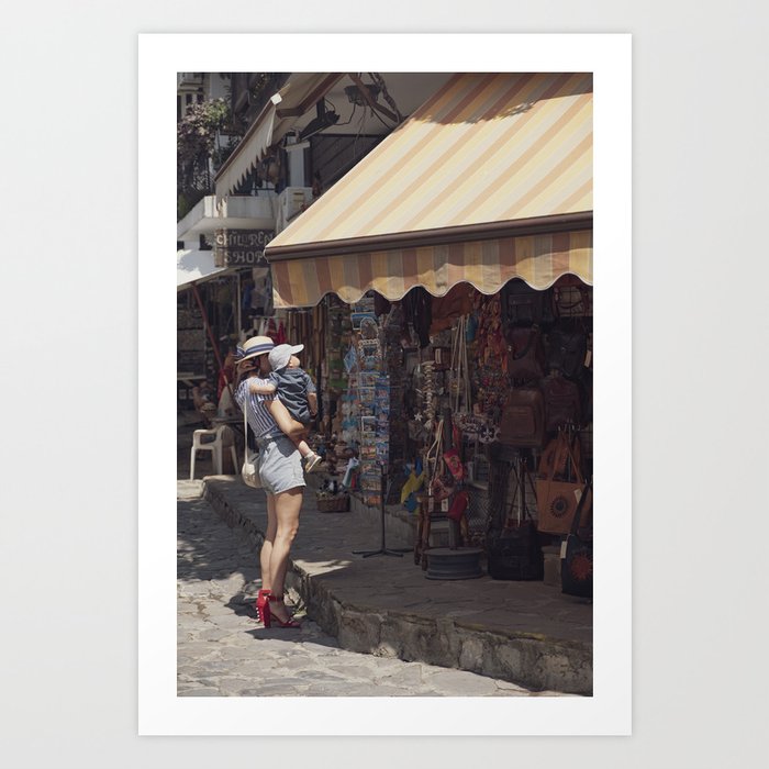 European vintage woman and summer - Street Photography Art Print