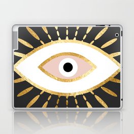 gold foil evil eye in blush Laptop Skin