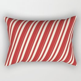 [ Thumbnail: Beige & Red Colored Lined/Striped Pattern Rectangular Pillow ]