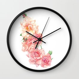 Watercolor Painting_Pink Rose Wall Clock