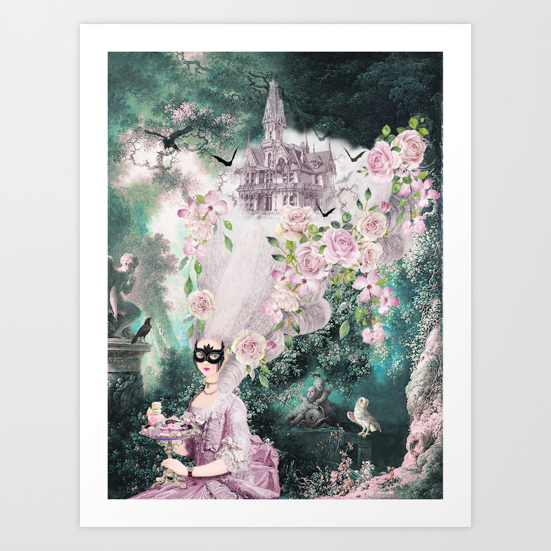 Halloween Haunted House High Hair Coiffure Art Print By
