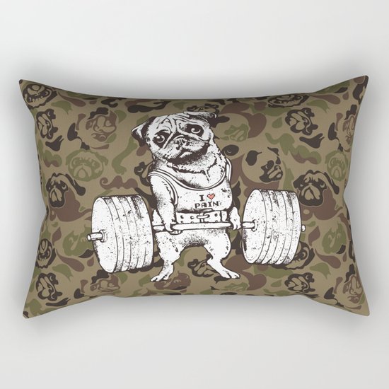 Pug Lift Camo Rectangular Pillow