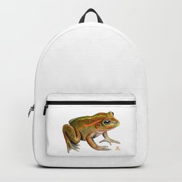 Australian Growling Grass Frog - Original artwork by Ronelle Designs Backpack | Nature, Wild, Colouredpencil, Ecology, Illustration, Ronelledesigns, Fauna, Fineart, Australian, Science 