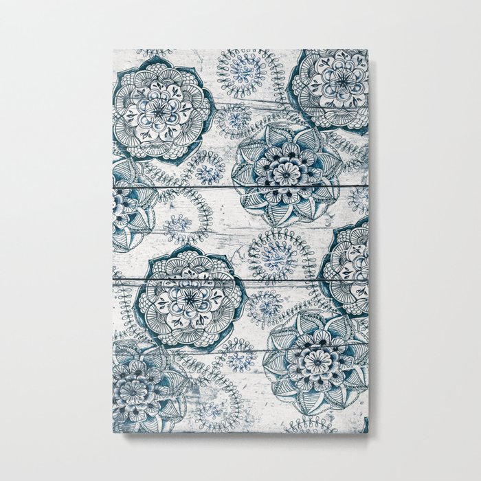 Society6 ケース Navy Blue Floral Doodles on Wood by Micklyn Society6 ケース Navy Blue Floral Doodles on Wood by Micklyn