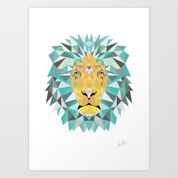 Geomatic Lion  Art Print