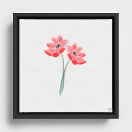 Red Blooms Framed Canvas