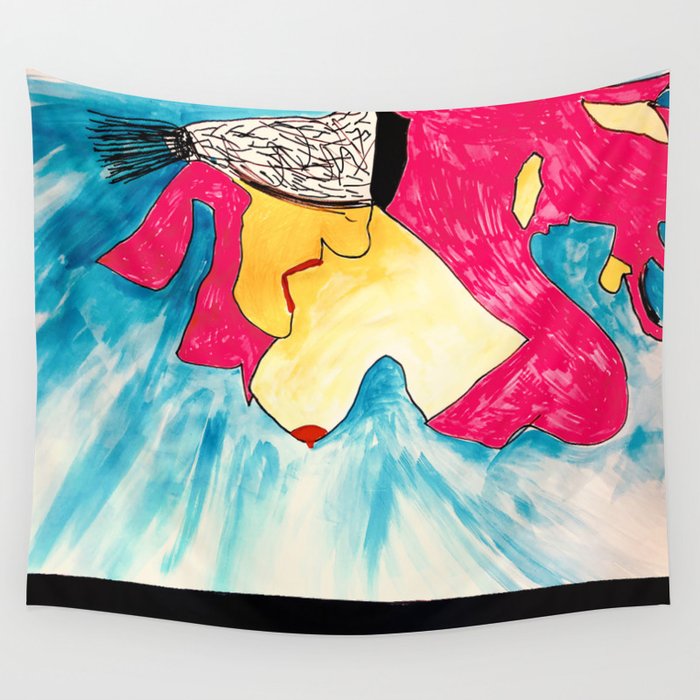 Fallen Angel in Red Dress Wall Tapestry by Zmudart Society6