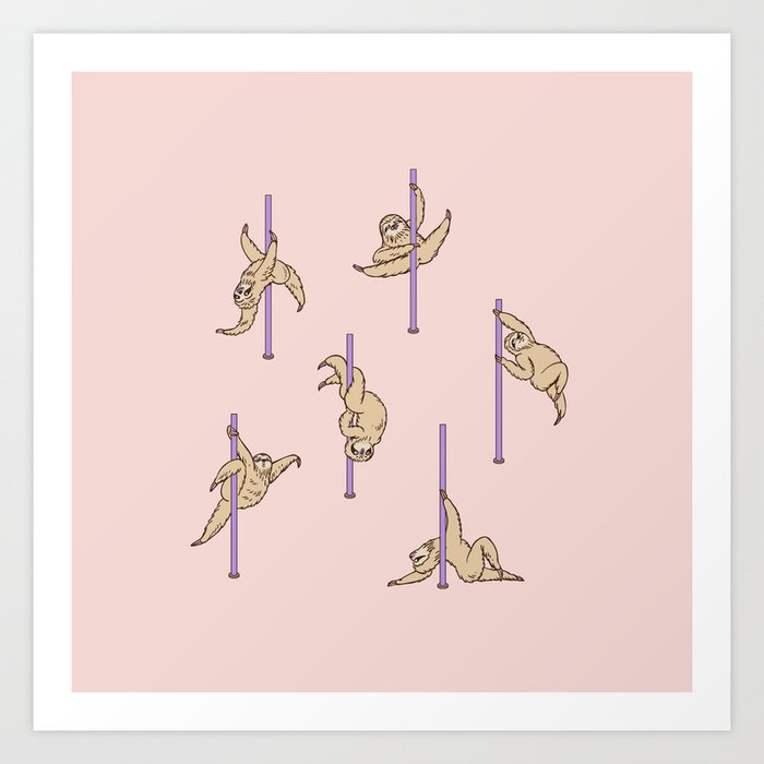Sloths Pole Dancing Club Art Print