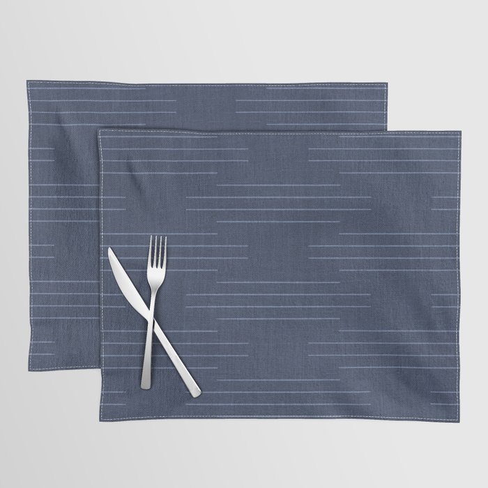 Minimalist, Boho, Line Art in Blue Placemat