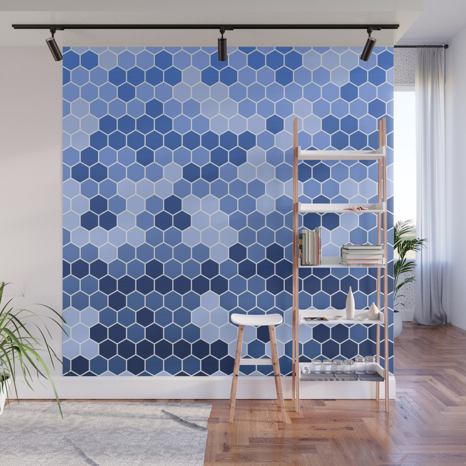 Honeycomb Blue Pattern Geometric Shapes Home Decor Sapphire