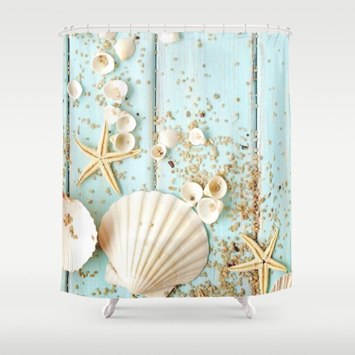 Shower curtains with shop seashells