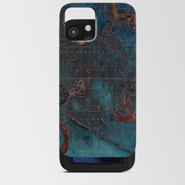 Antique Map Teal Blue and Copper iPhone Card Case