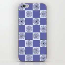 Vintage Style Floral Check Pattern - Very Peri iPhone Skin