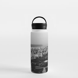 New York City Manhattan aerial view with Central Park and Upper West Side black and white Water Bottle