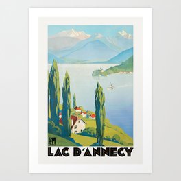 Lac d'Annecy Lake Vintage Travel Poster 1930s - Roger Broders - France Provence Art Print