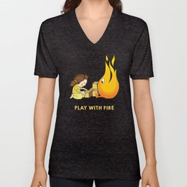 Girl Playing with Fire Unisex V-Neck