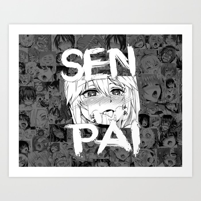 Ahegao Senpai Art Print By Justl3vq4 Society6,High Quality Aesthetics 1080p Bts Desktop Wallpaper Hd