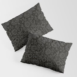 William Morris Floral Pattern | “Pink and Rose” in Black and Grey | Vintage Flower Pattern Pillow Sham
