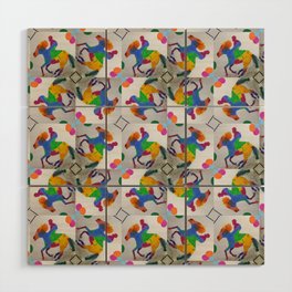  Colorful Rider and Horse Pop Y2K Pinwheel Pattern Wood Wall Art