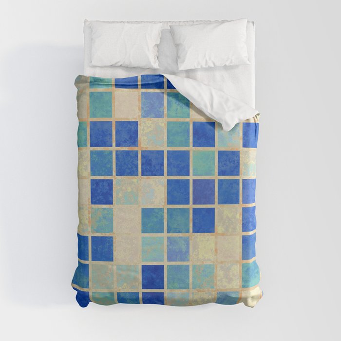 Textured Blue Tiles Duvet Cover