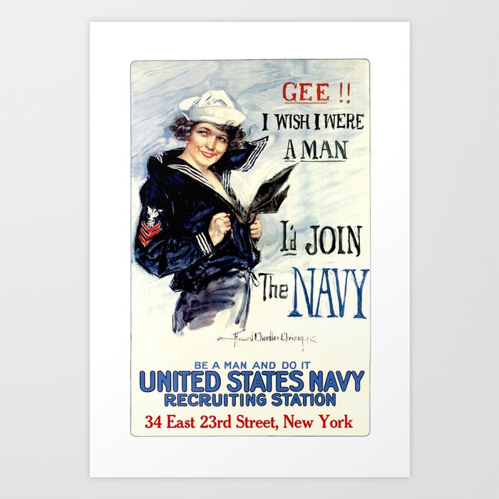 Vintage U.S. Navy Recruitment Poster Art Print