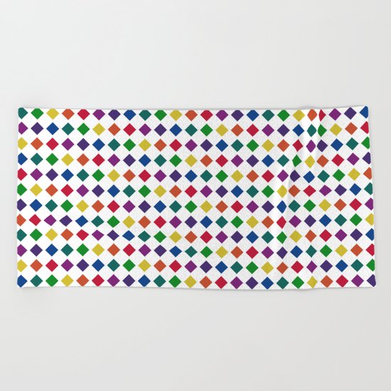 Colorful Seamless Rectangular Geometric Pattern Beach Towel