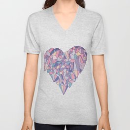 crystal heart ♥ V Neck T Shirt