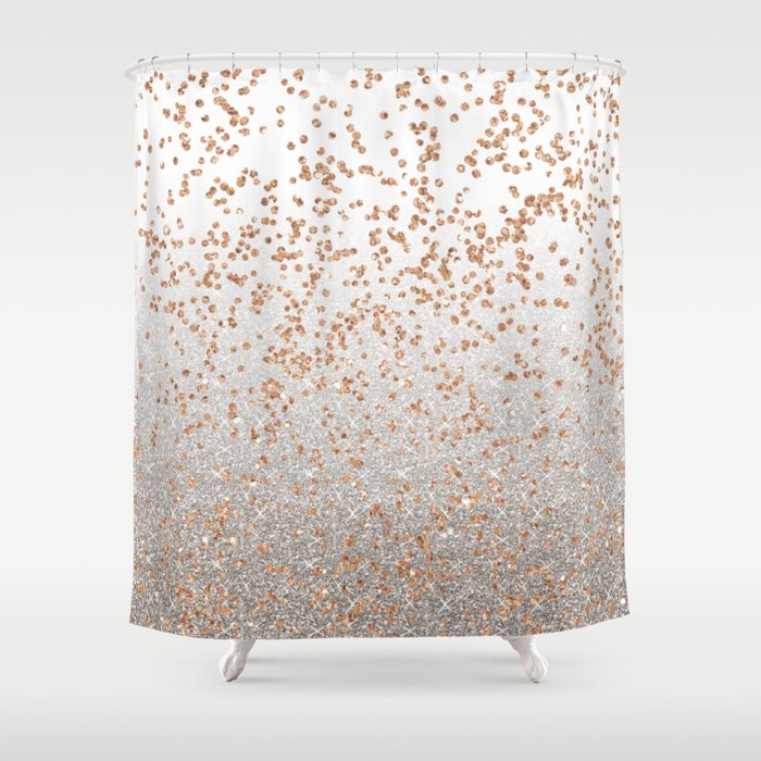 Glitter Sparkle Mix Rose Gold Amp Silver Shower Curtain By