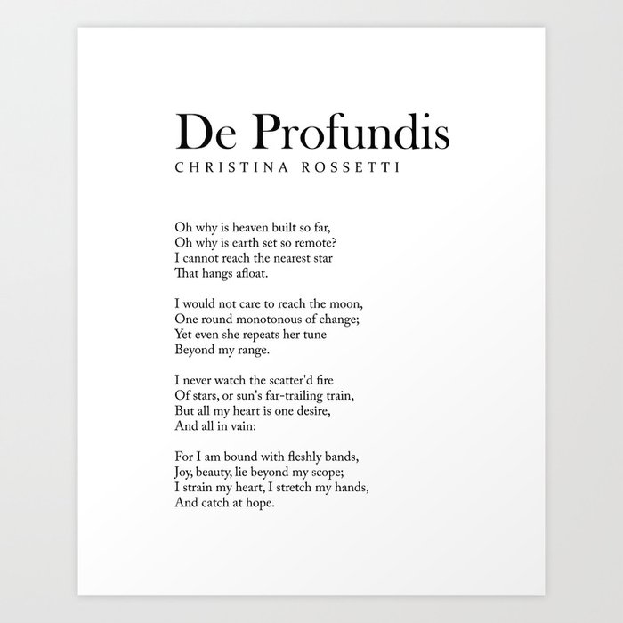 De Profundis Christina Rossetti Poem Literature Typography Print