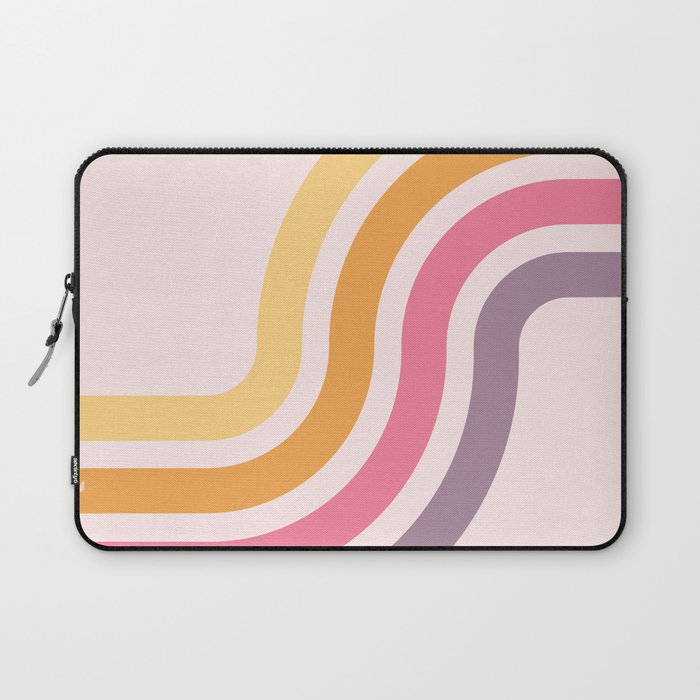 Retro 70s Stripes Geometric Throwback Pink Laptop Sleeve