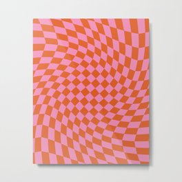 Retro Orange and Pink Checker Metal Print | Rad, Springtrends, Rust, Spring, Cool, Summer, Checker, Red, Pink, Fun 