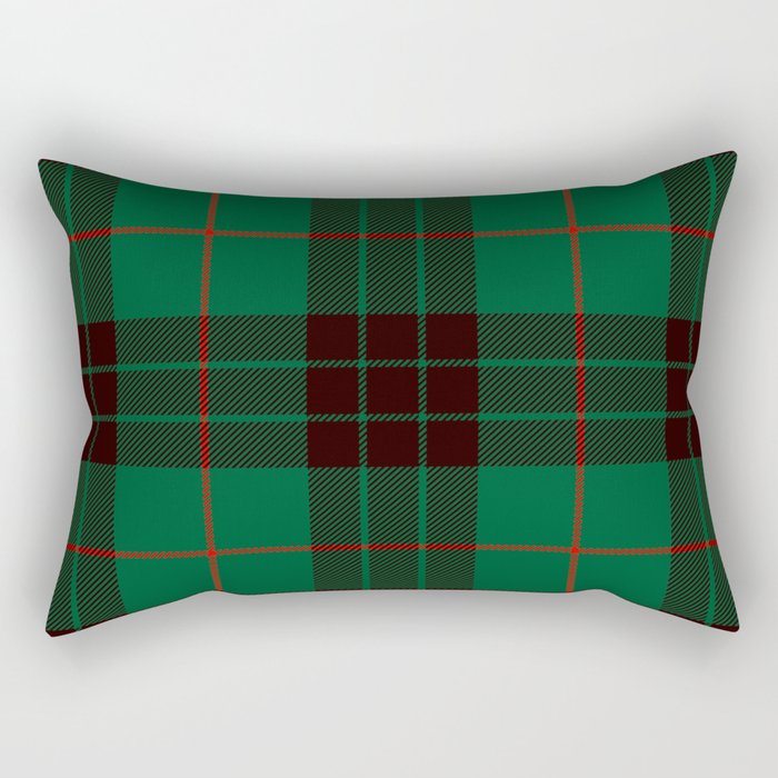 Dark Green Tartan with Black and Red Stripes Rectangular Pillow