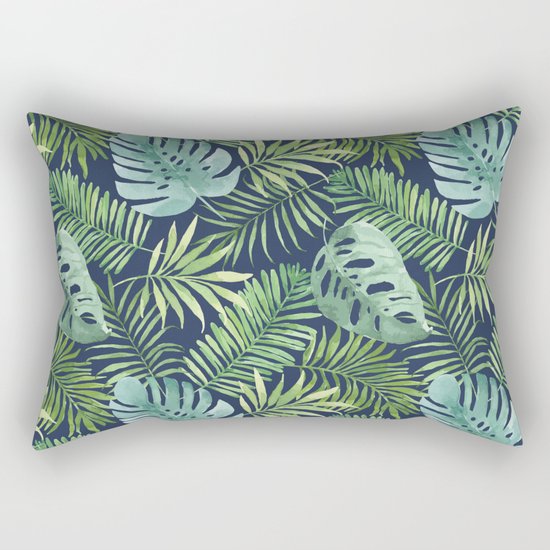 Tropical Branches on Dark Pattern 06 Rectangular Pillow