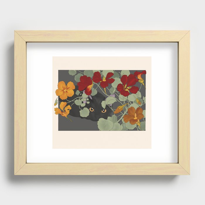 Nasturtium Cat Recessed Framed Print